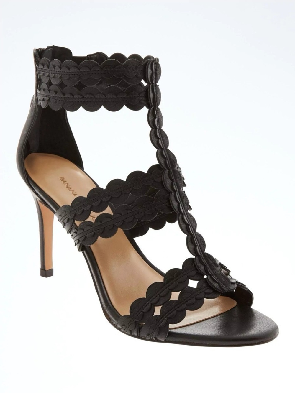 Banana Republic Black Scalloped High Heel Sandals. 9 New with Box